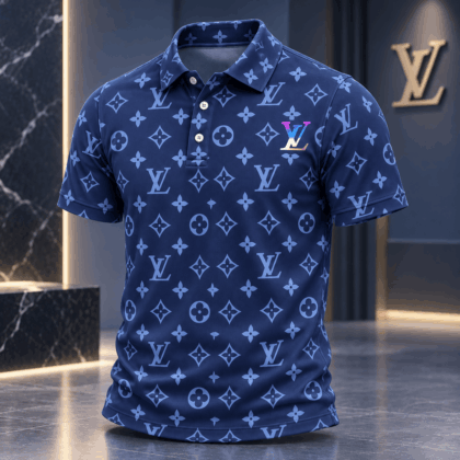 Louis Vuitton | Tonal Blue Monogram Polo Shirt Fall 2026 Collection
