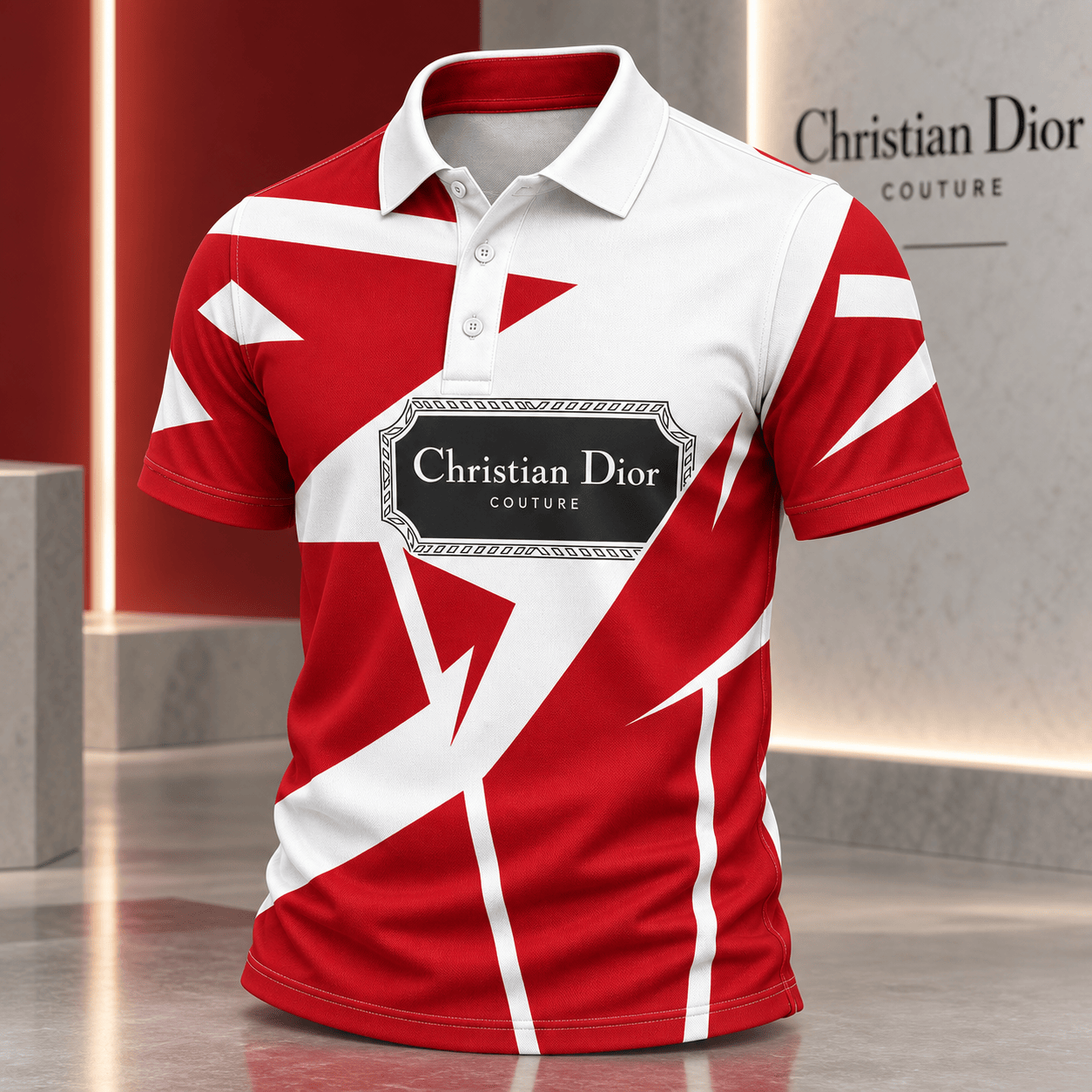 Dior | Crimson Geometric Shard Polo Shirt Fall 2026 Edition