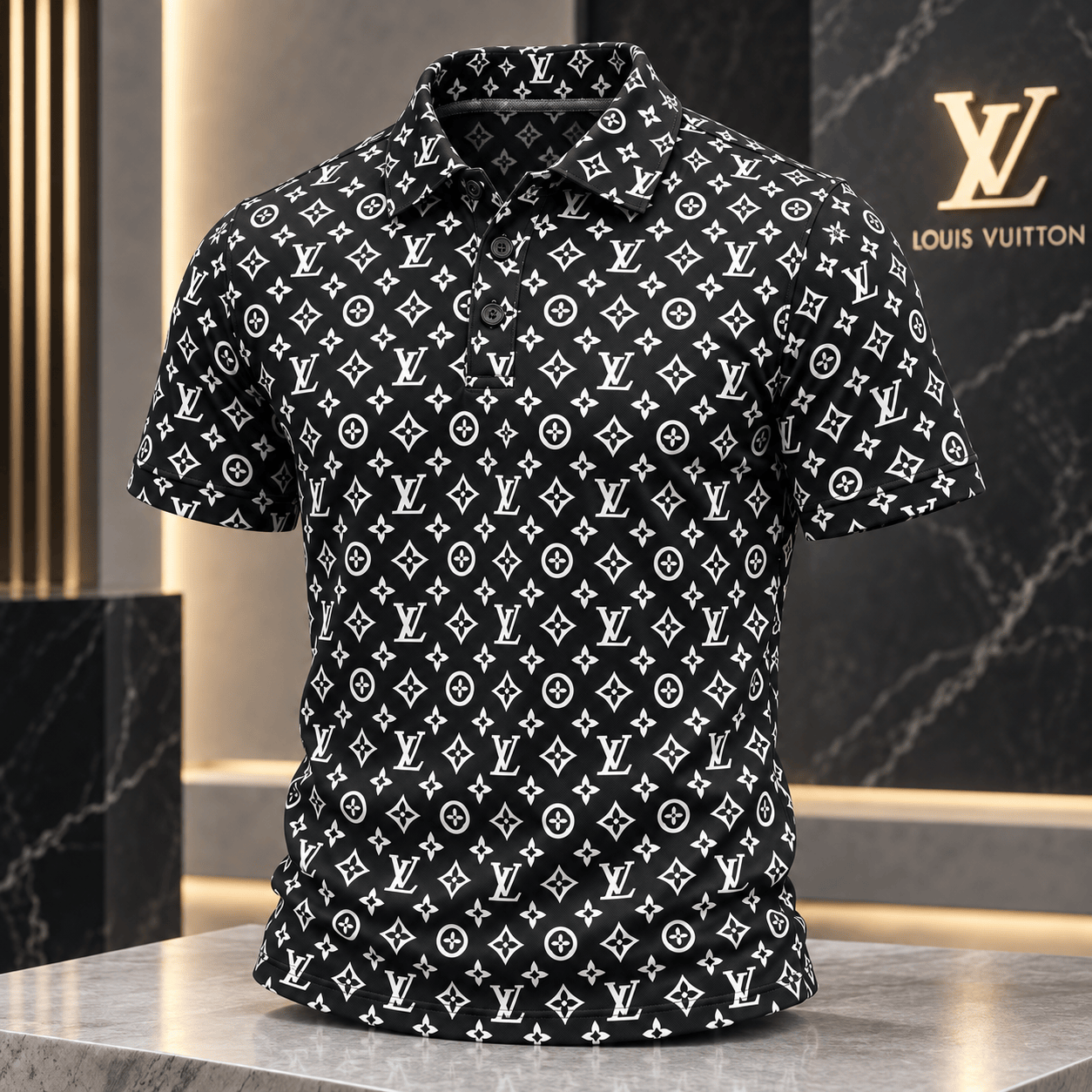 Louis Vuitton | Monochrome Monogram Print Polo Shirt Fall 2026 Collection