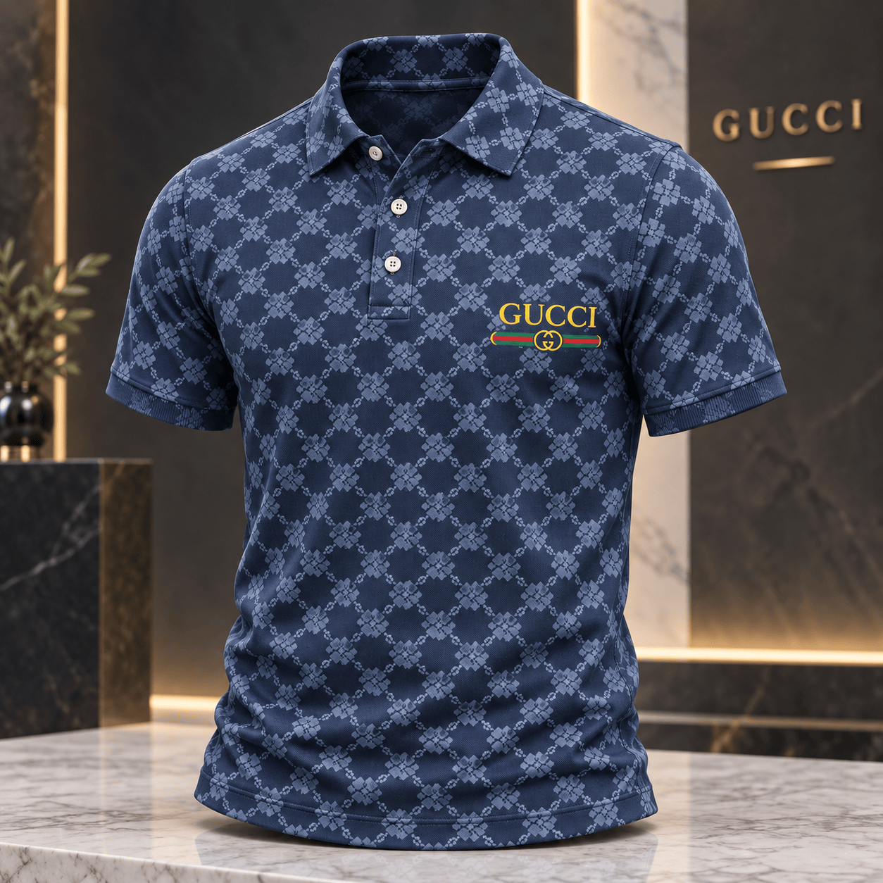 Gucci | Diamond Lattice Print Polo Shirt Fall 2026 Drop
