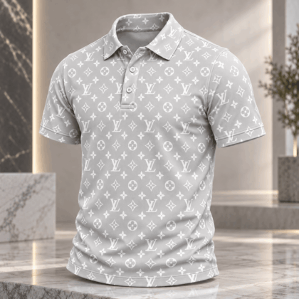 Louis Vuitton | Silver Monogram Print Polo Shirt Fall 2026 Collection