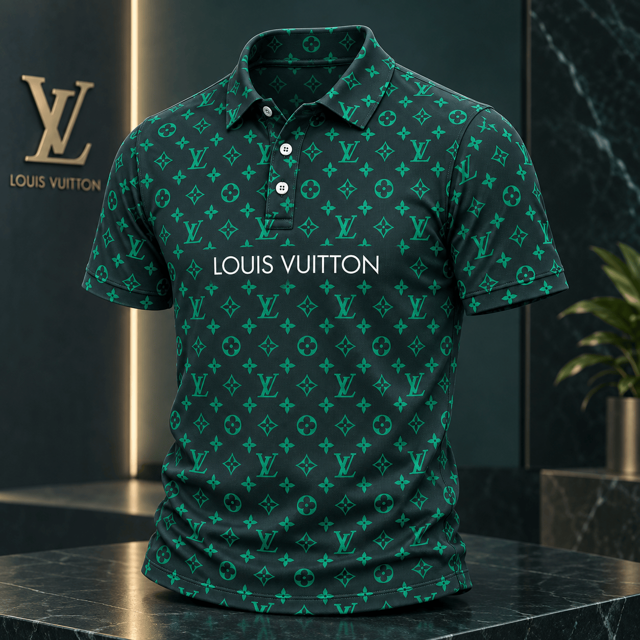 Louis Vuitton | Emerald Monogram Print Polo Shirt Fall 2026 Collection