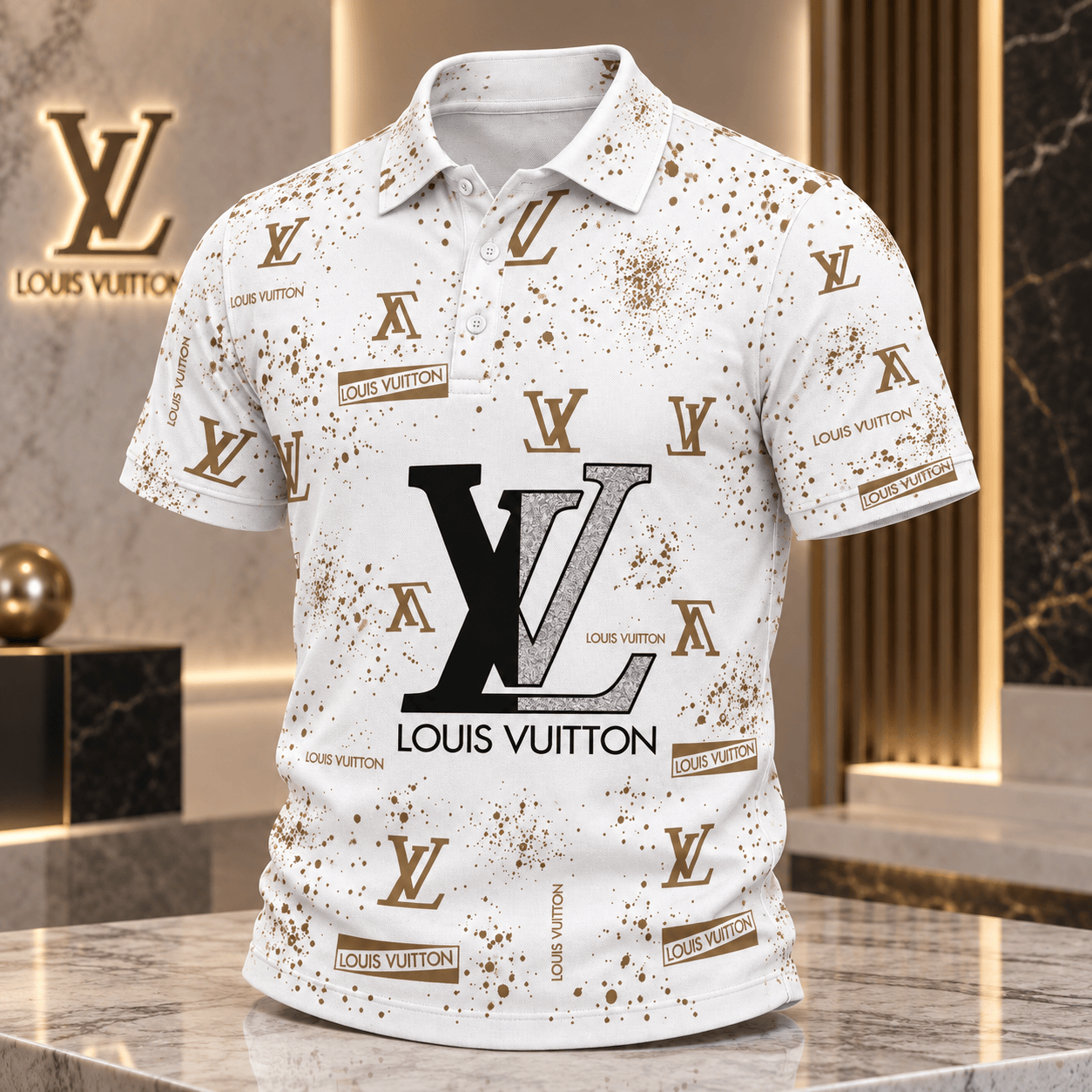 Louis Vuitton | Gold Splatter Monogram Polo Shirt Fall 2026 Collection