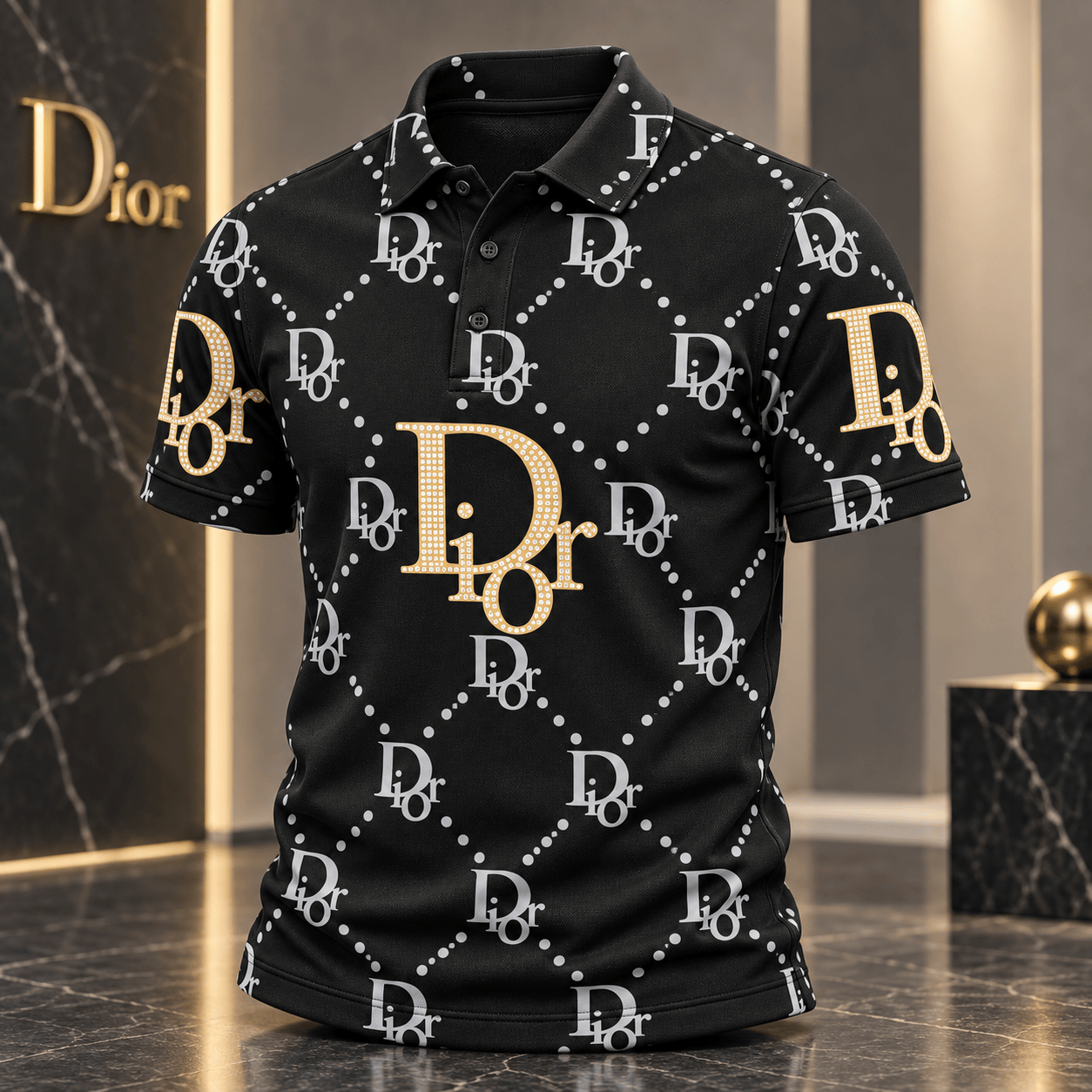 Dior | Studded Monogram Diamond Print Polo Shirt Fall 2026 Edition
