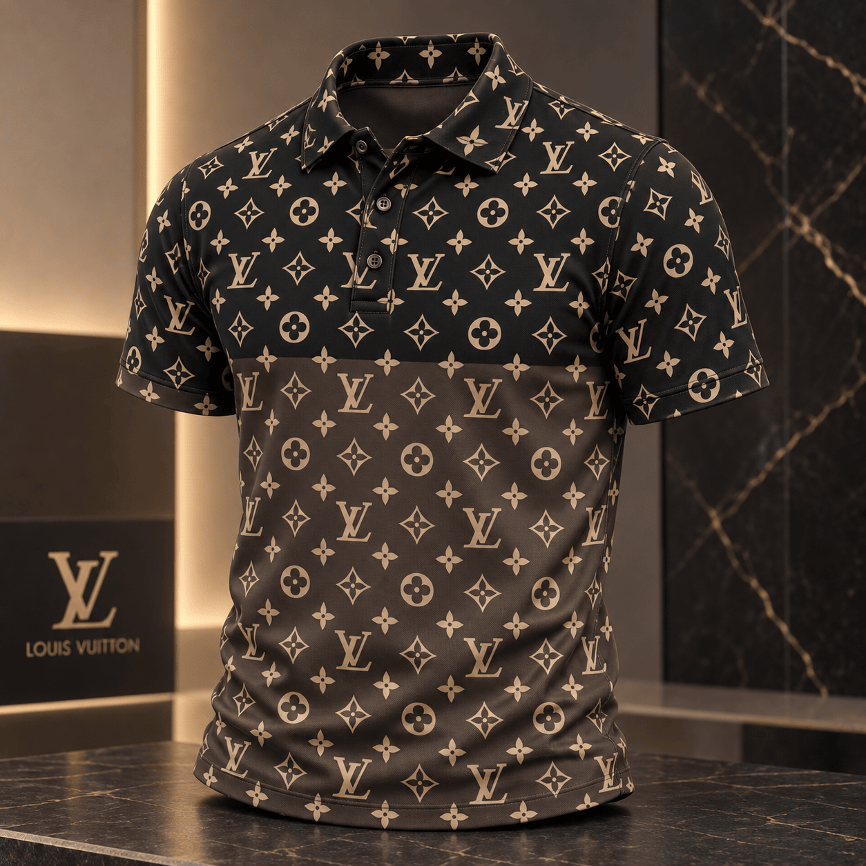 Louis Vuitton | Two-Tone Monogram Print Polo Shirt Winter 2026 Collection