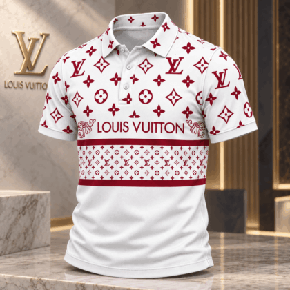 Louis Vuitton | Crimson Monogram Stripe Polo Shirt Winter 2026 Collection