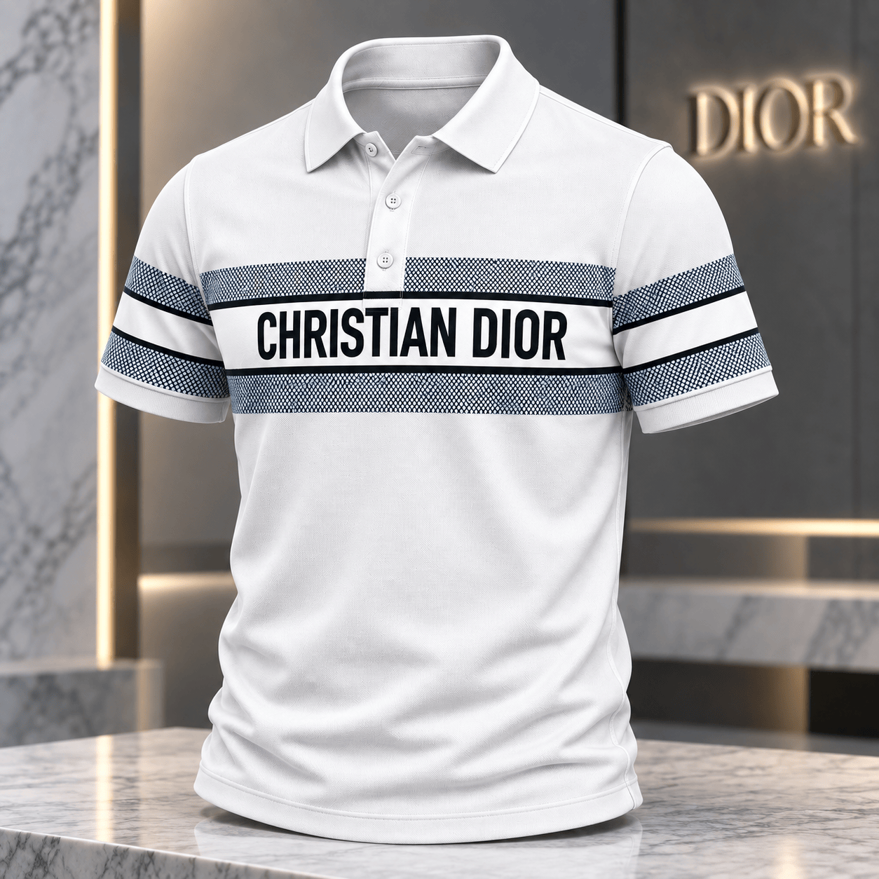 Dior | Mesh Logo Stripe Polo Shirt Fall 2026 Edition