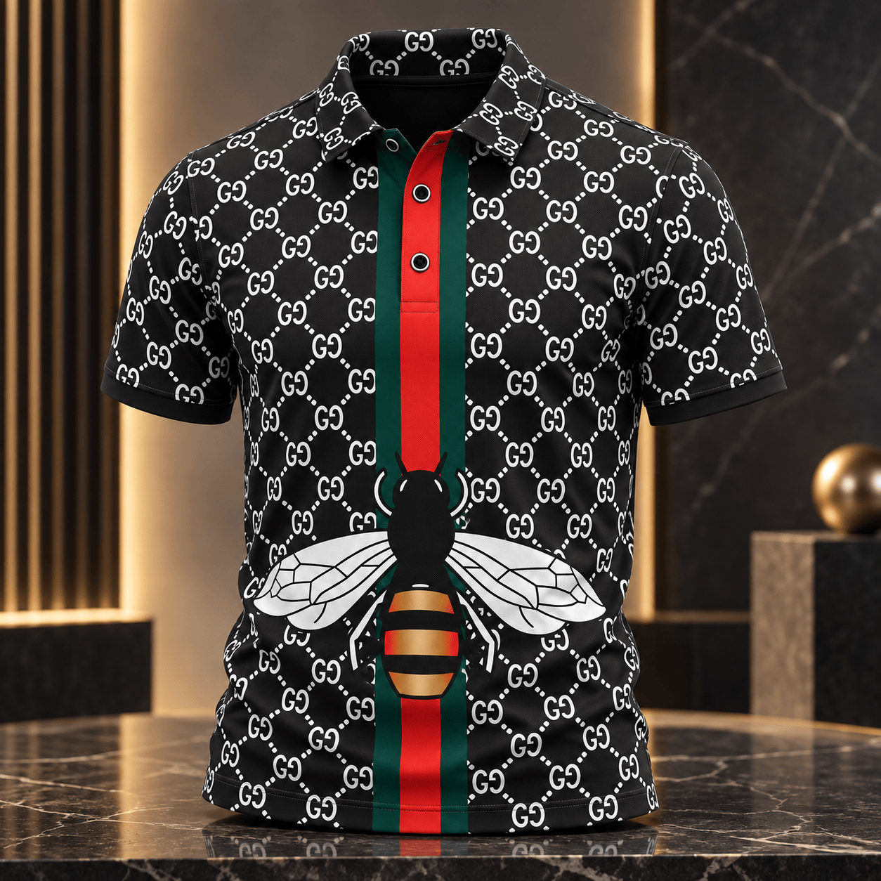 Gucci | Monogram Bee Web Stripe Polo Shirt Fall 2026 Drop