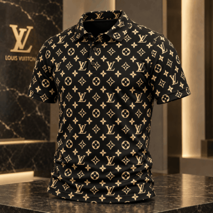 Louis Vuitton | Gold Monogram Print Polo Shirt Winter 2026 Collection