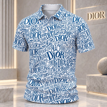 Dior | Blue Typography Print Polo Shirt Winter 2026 Edition