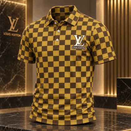 Louis Vuitton | Golden Checkerboard Print Polo Shirt Winter 2026 Collection