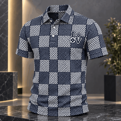 Louis Vuitton | Textured Checkerboard Print Polo Shirt Winter 2026 Collection