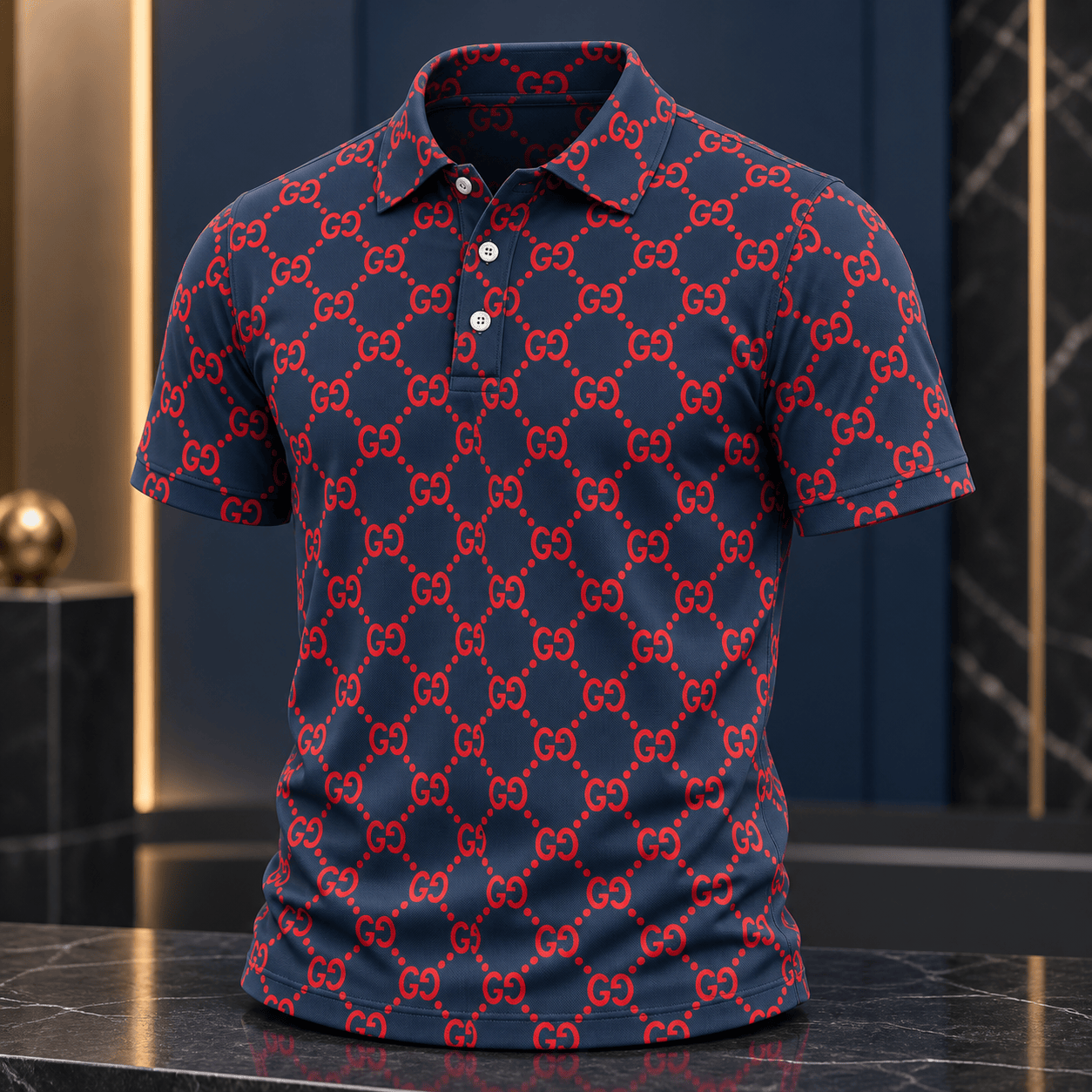 Gucci | Red Monogram Diamond Grid Polo Shirt Fall 2026 Drop