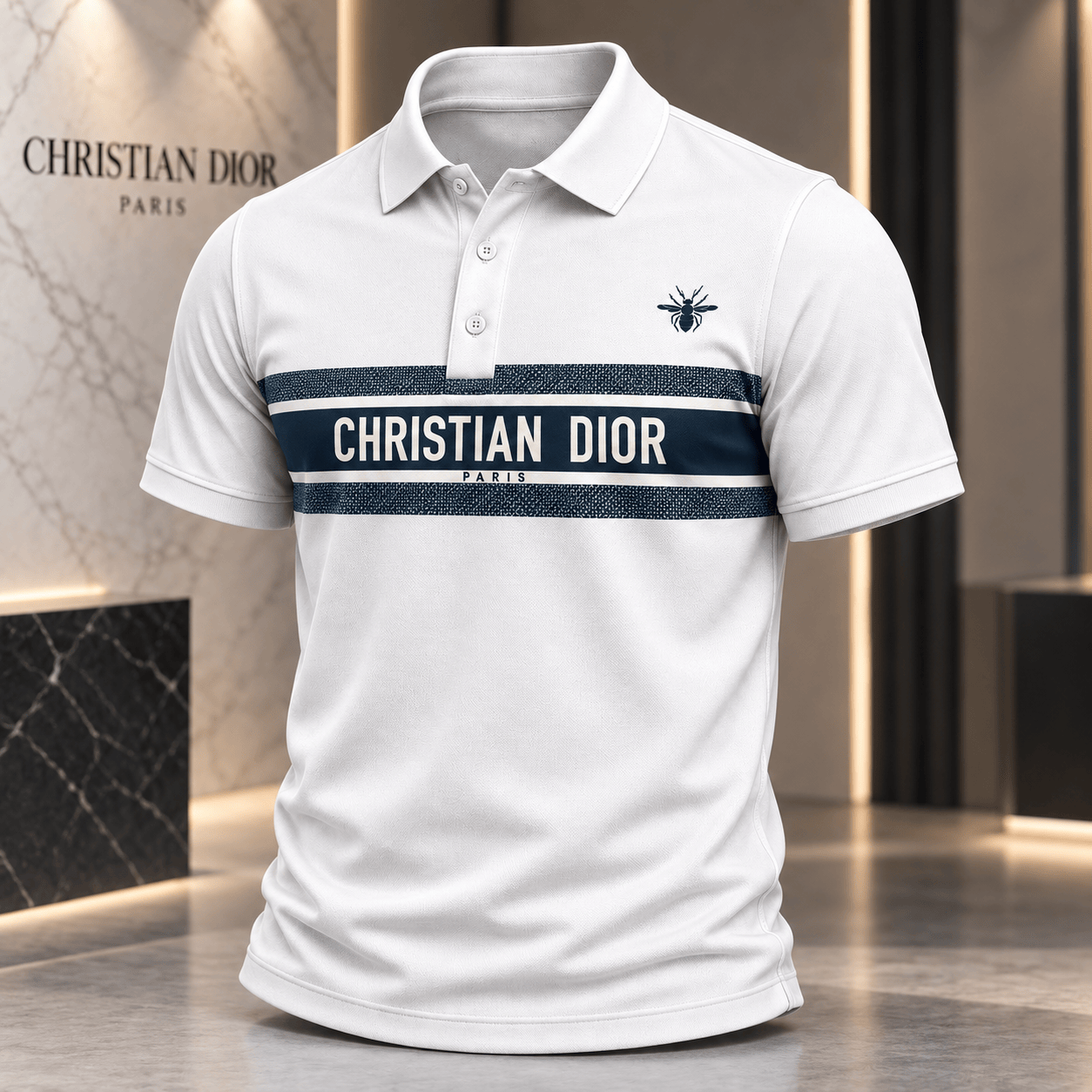 Dior | Bee Emblem Logo Stripe Polo Shirt Winter 2026 Edition