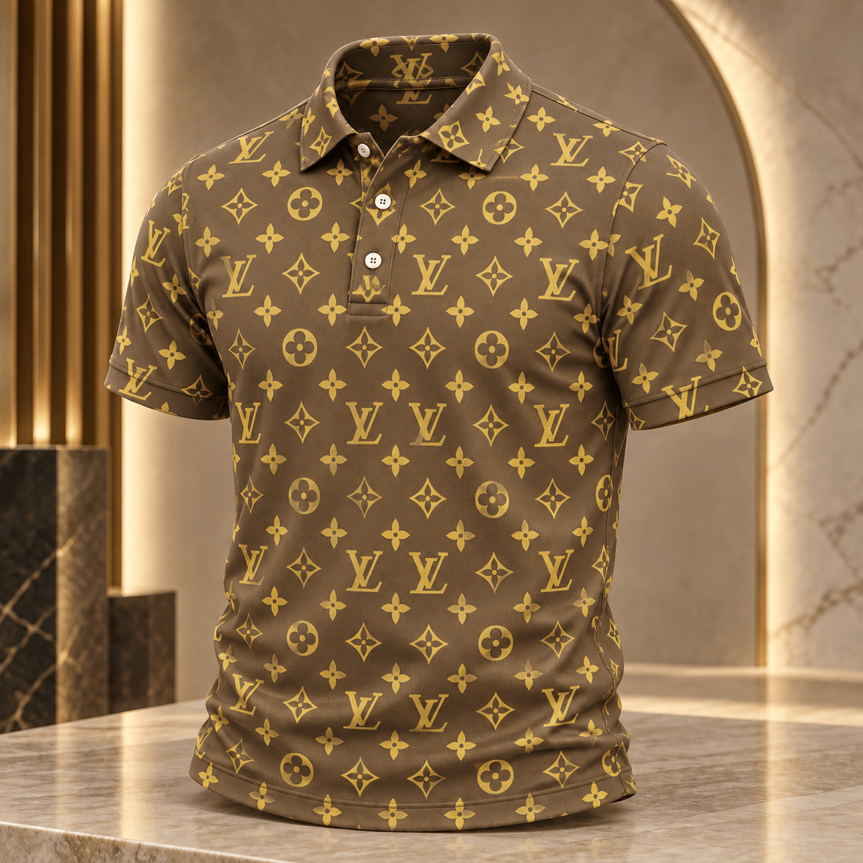 Louis Vuitton | Golden Monogram Print Polo Shirt Holiday 2026 Collection
