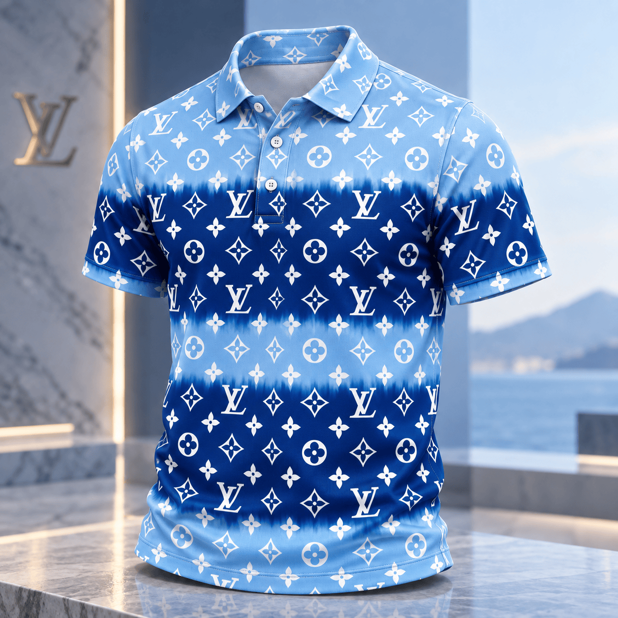 Louis Vuitton | Blue Ombre Monogram Polo Shirt Holiday 2026 Collection