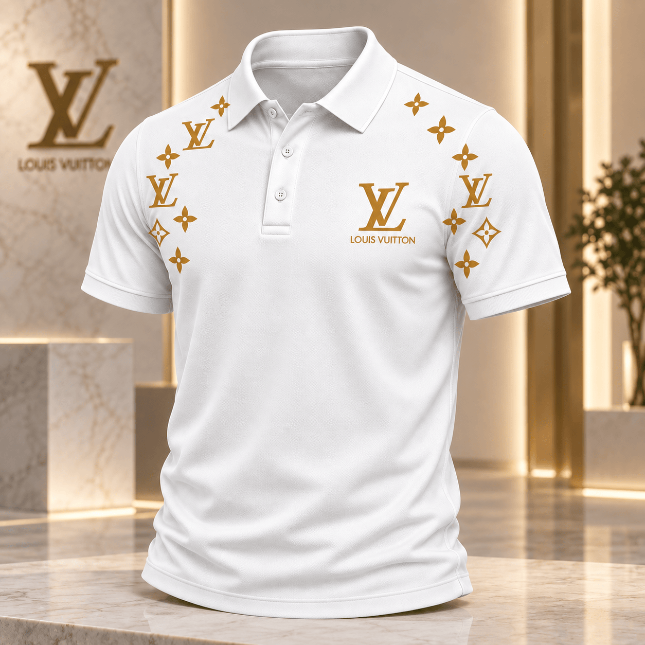 Louis Vuitton | Golden Monogram Motif Print Polo Shirt Holiday 2026 Collection