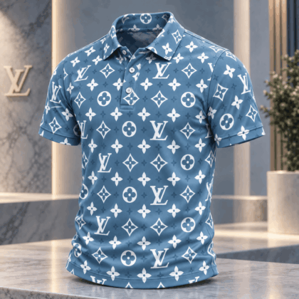 Louis Vuitton | Sky Blue Monogram Print Polo Shirt Holiday 2026 Collection