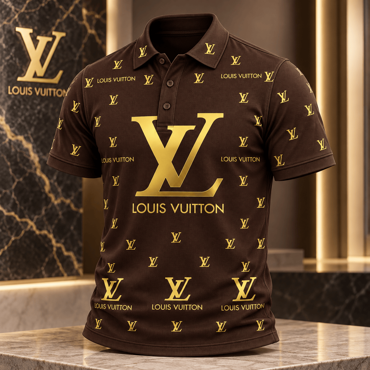 Louis Vuitton | Oversized Gold Monogram Polo Shirt Holiday 2026 Collection