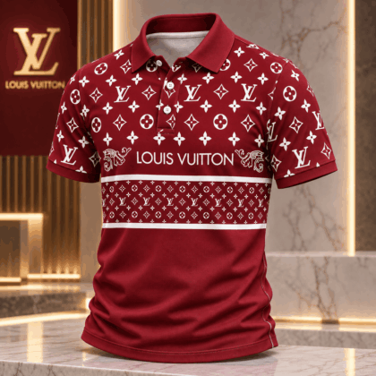 Louis Vuitton | Crimson Monogram Stripe Polo Shirt Holiday 2026 Collection