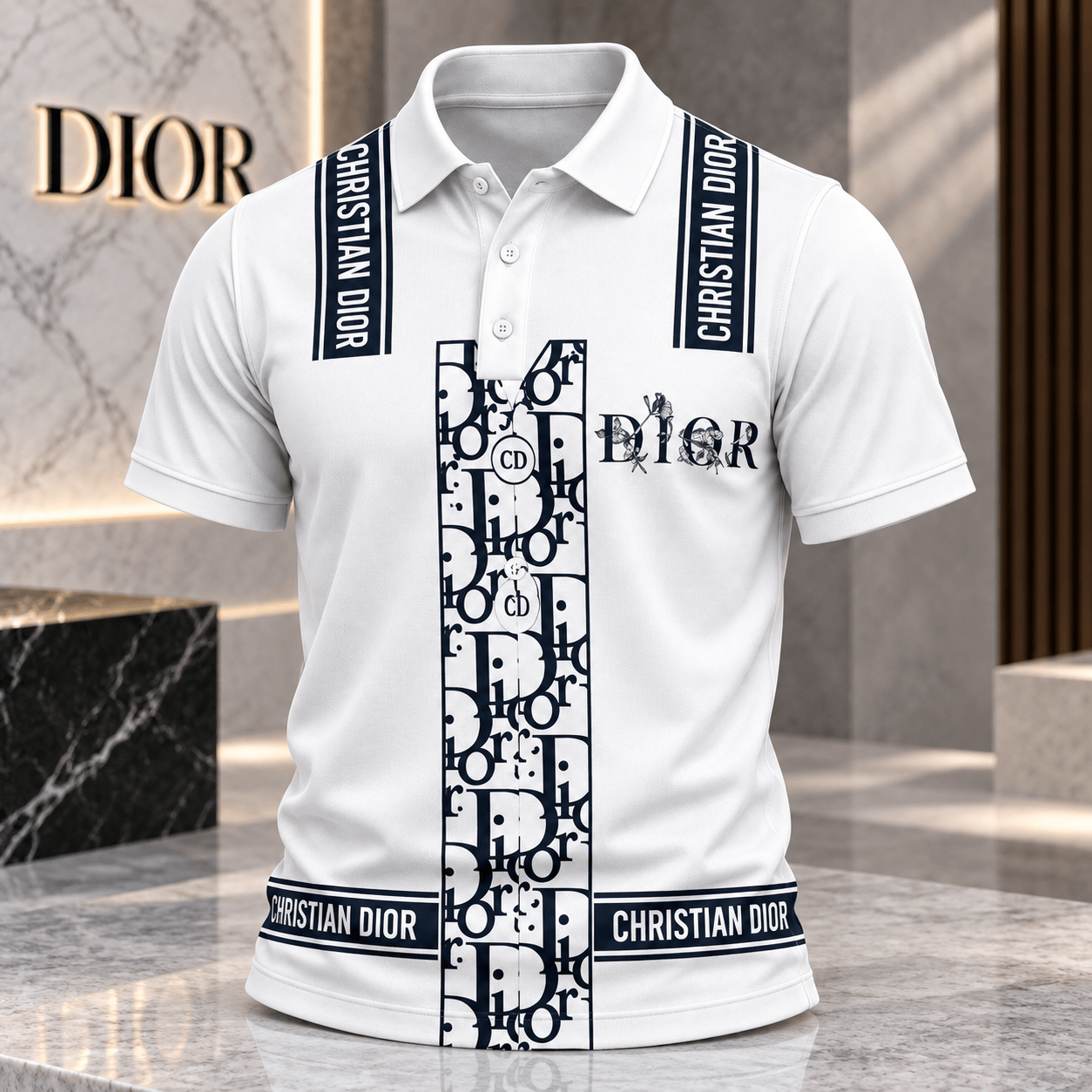 Dior | Monogram Stripe Panel Polo Shirt Holiday 2026 Edition