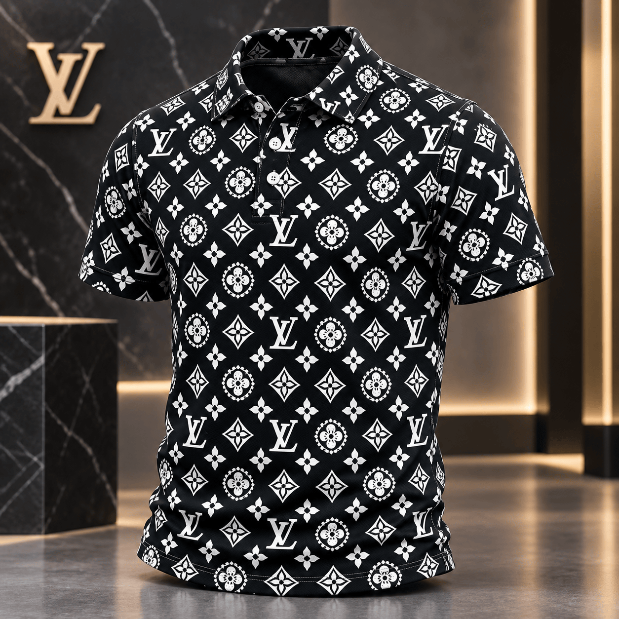 Louis Vuitton | Monochrome Monogram Print Polo Shirt Holiday 2026 Collection