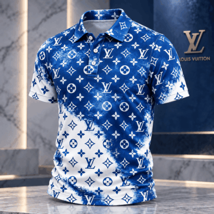 Louis Vuitton | Distressed Blue Monogram Polo Shirt Holiday 2026 Collection