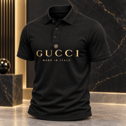 Gucci | Gold Logo Print Polo Shirt Winter 2026 Drop