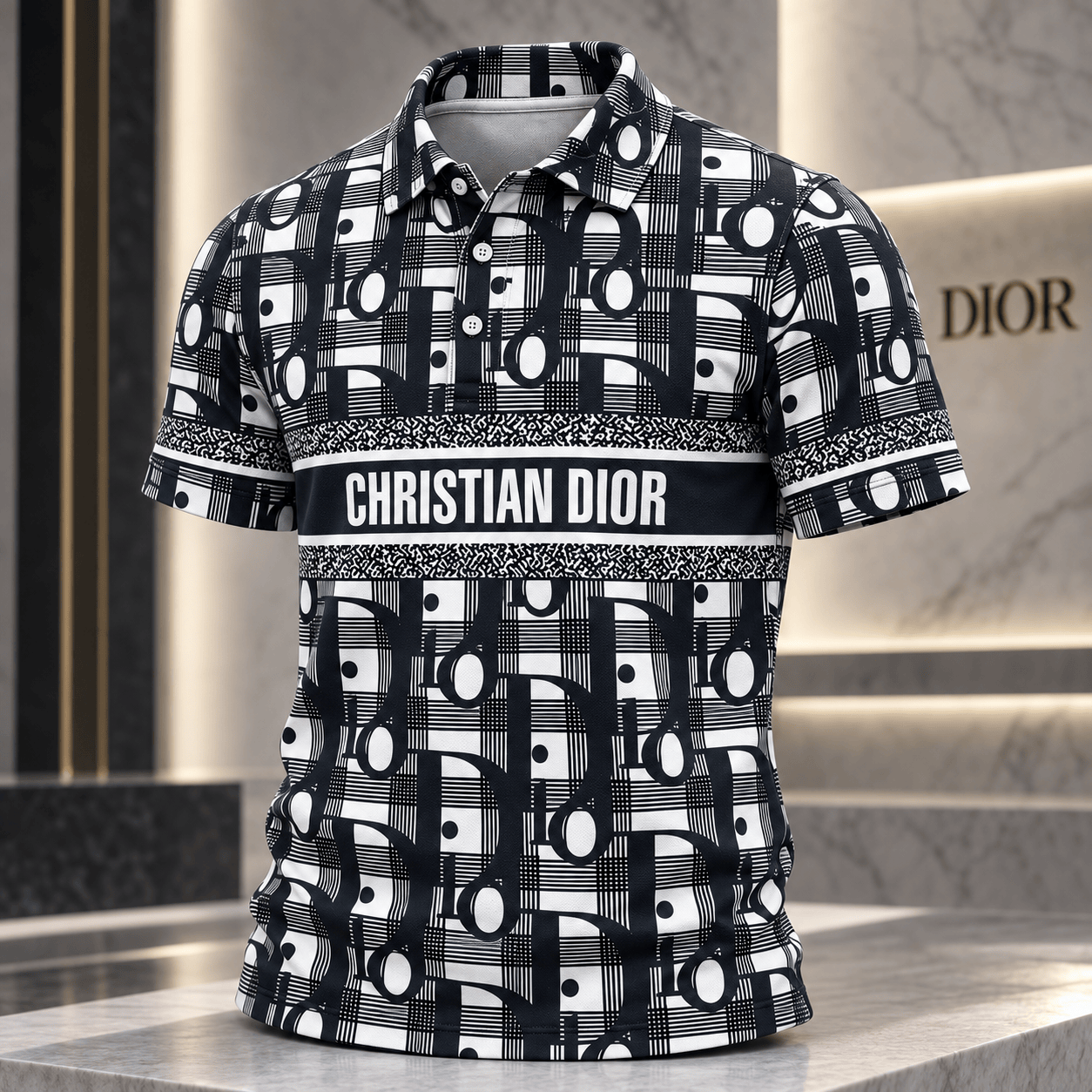 Dior | Geometric Monogram Stripe Polo Shirt Holiday 2026 Edition
