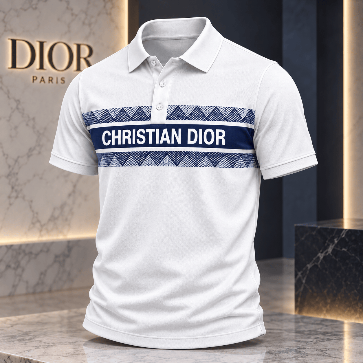 Dior | Geometric Logo Stripe Polo Shirt Holiday 2026 Edition