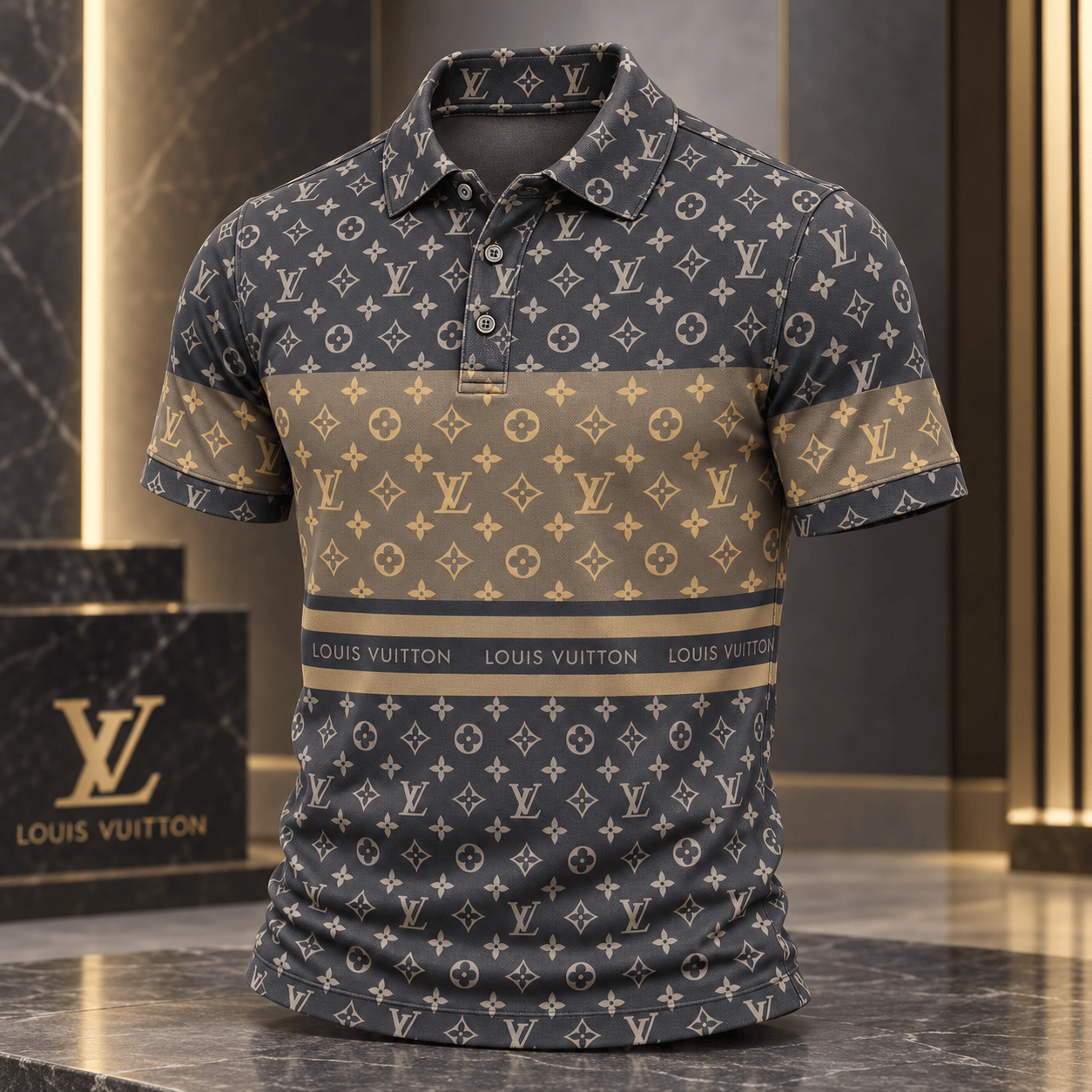Louis Vuitton | Two-Tone Monogram Stripe Polo Shirt Christmas 2026 Collection