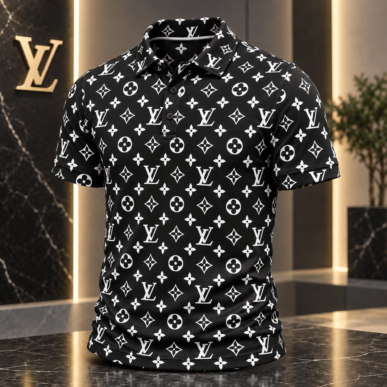 Louis Vuitton | Monochrome Monogram Print Polo Shirt Christmas 2026 Collection