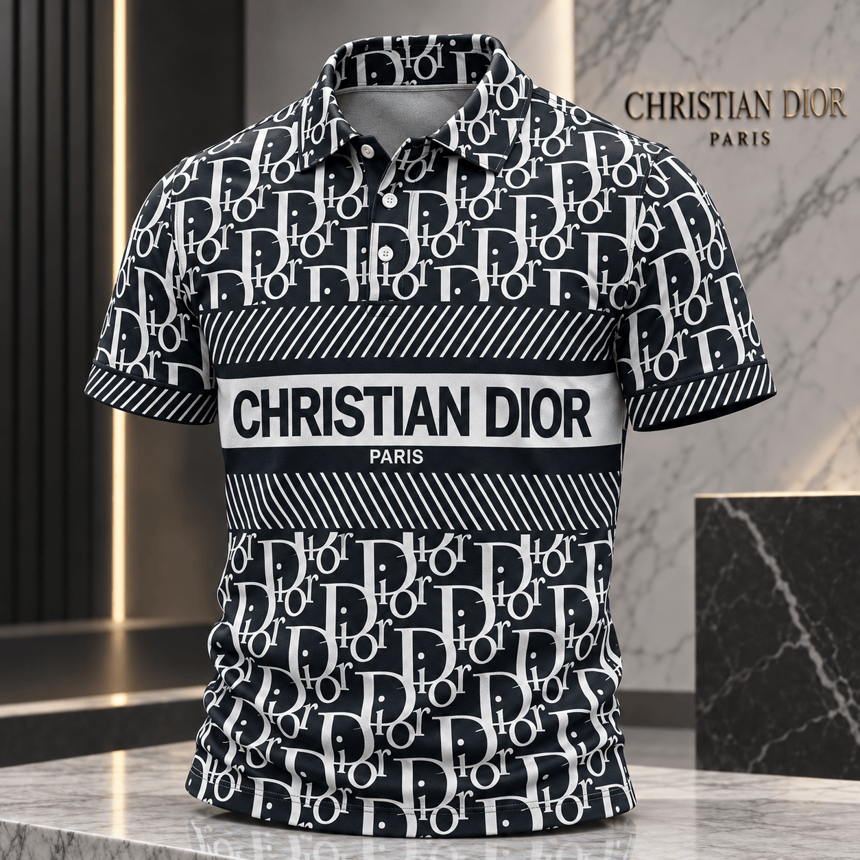 Dior | Monogram Stripe Panel Polo Shirt Holiday 2026 Edition
