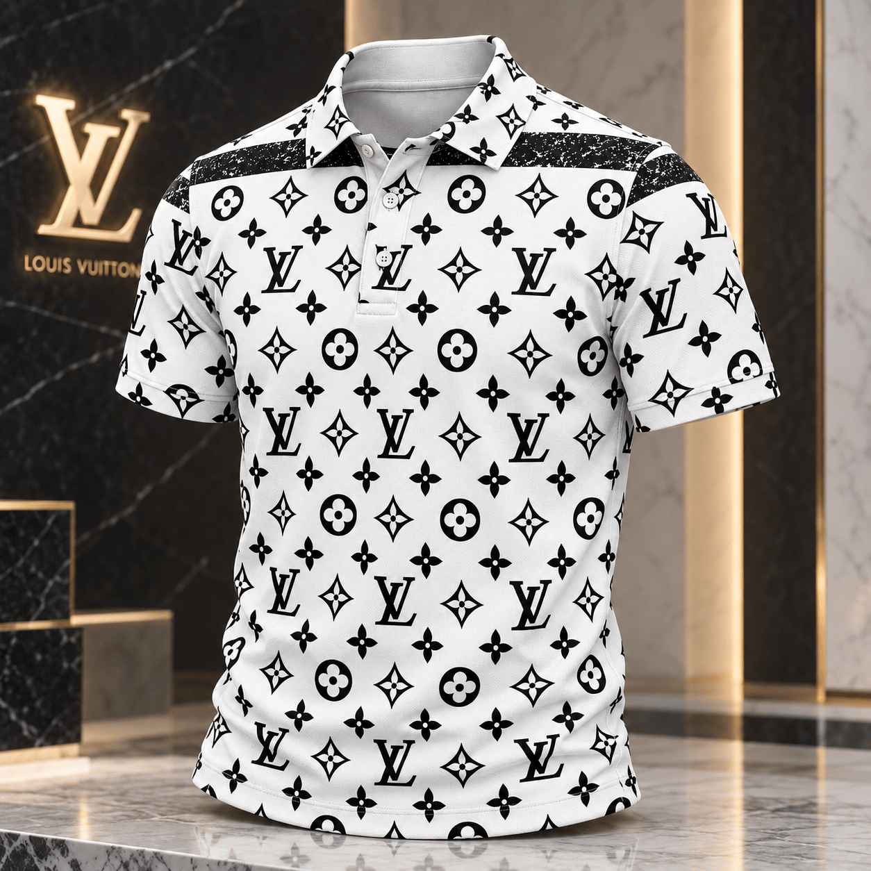 Louis Vuitton | Monochrome Monogram Print Polo Shirt Christmas 2026 Collection
