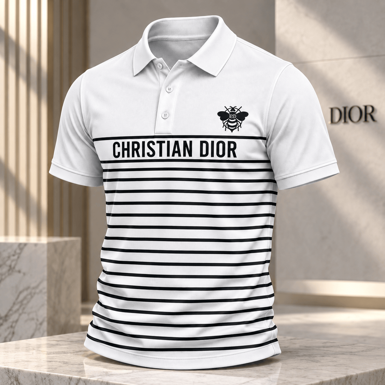 Dior | Bee Emblem Stripe Polo Shirt Holiday 2026 Edition