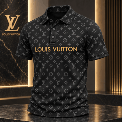 Louis Vuitton | Tonal Monogram Gold Wordmark Polo Shirt Christmas 2026 Collection