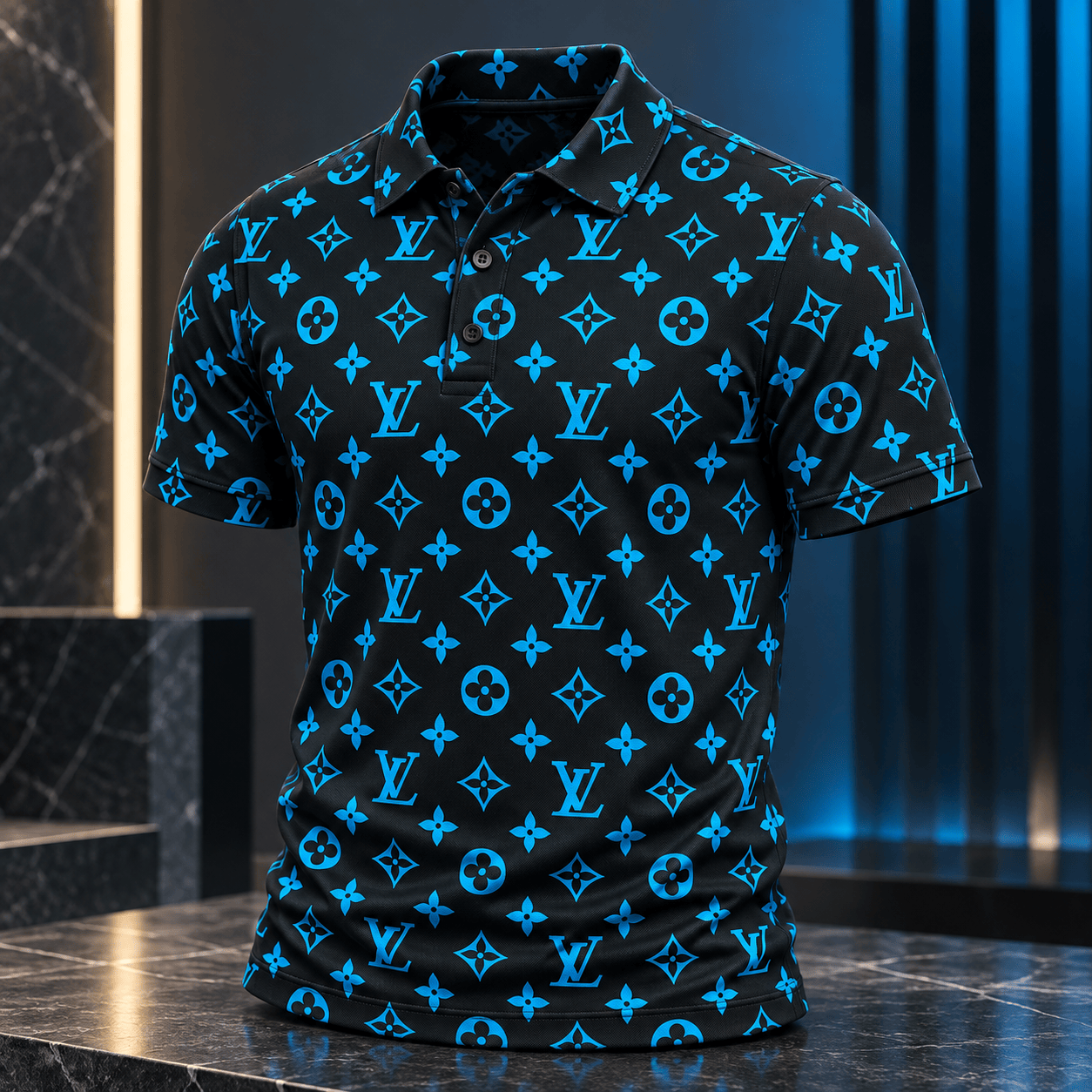 Louis Vuitton | Electric Blue Monogram Polo Shirt Christmas 2026 Collection