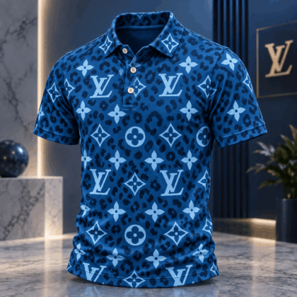 Louis Vuitton | Blue Monogram Leopard Print Polo Shirt Christmas 2026 Collection