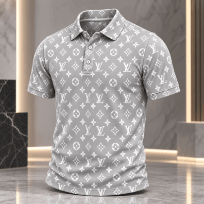 Louis Vuitton | Silver Monogram Print Polo Shirt Christmas 2026 Collection
