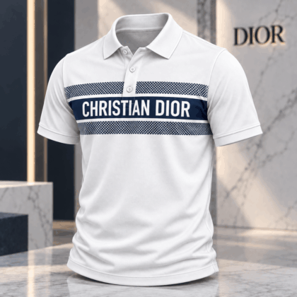 Dior | Diamond Mesh Logo Stripe Polo Shirt Holiday 2026 Edition
