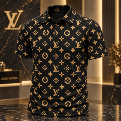 Louis Vuitton | Gold Monogram Print Polo Shirt Christmas 2026 Collection