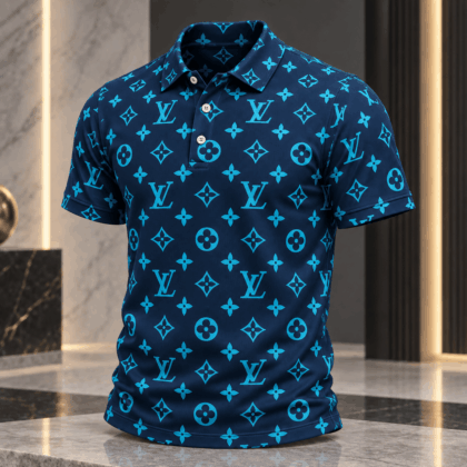 Louis Vuitton | Electric Blue Monogram Print Polo Shirt Christmas 2026 Collection