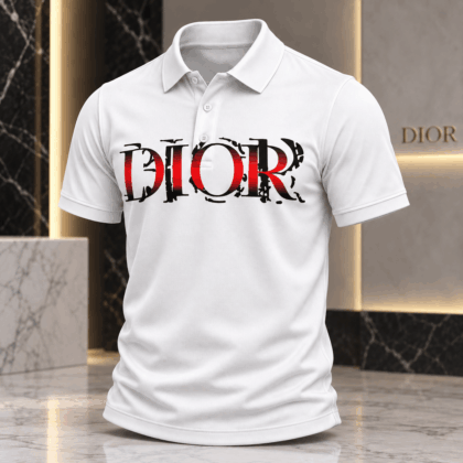 Dior | Distressed Red Stripe Logo Polo Shirt Christmas 2026 Edition