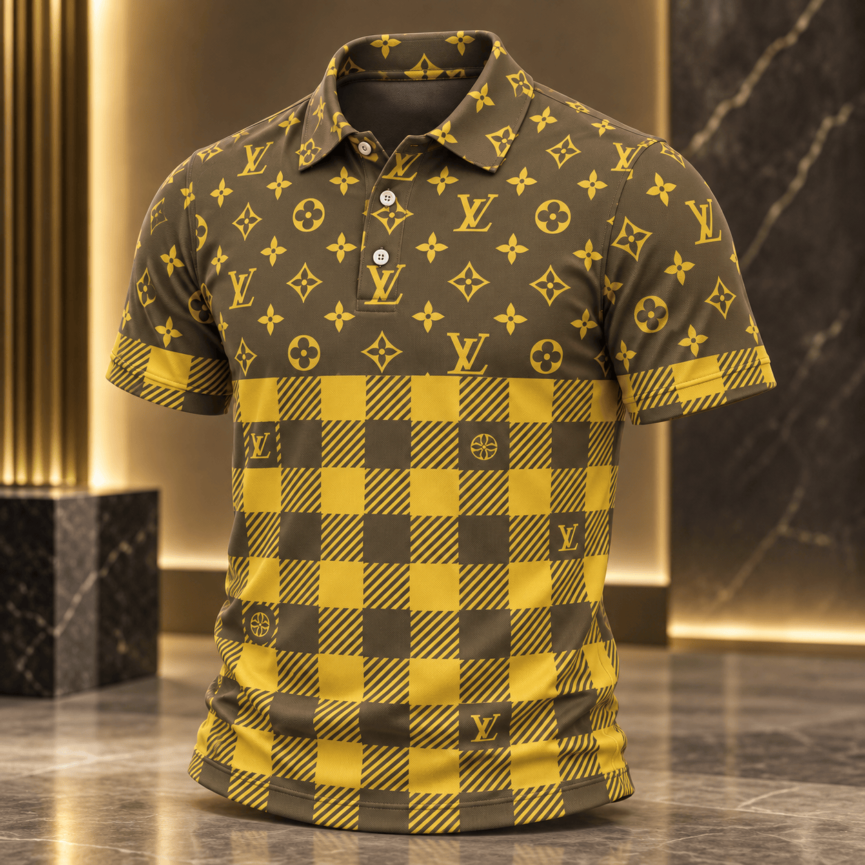Louis Vuitton | Golden Monogram Checkerboard Polo Shirt Christmas 2026 Collection