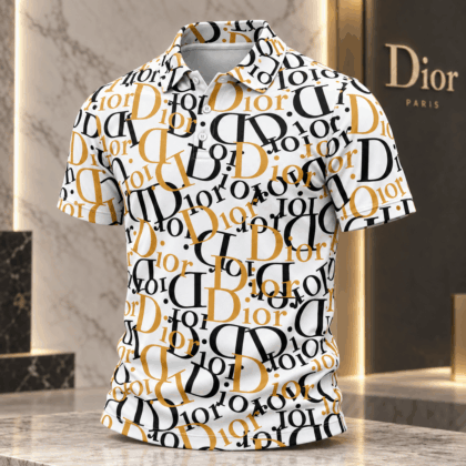 Dior | Black Gold Typographic Collage Polo Shirt Christmas 2026 Edition