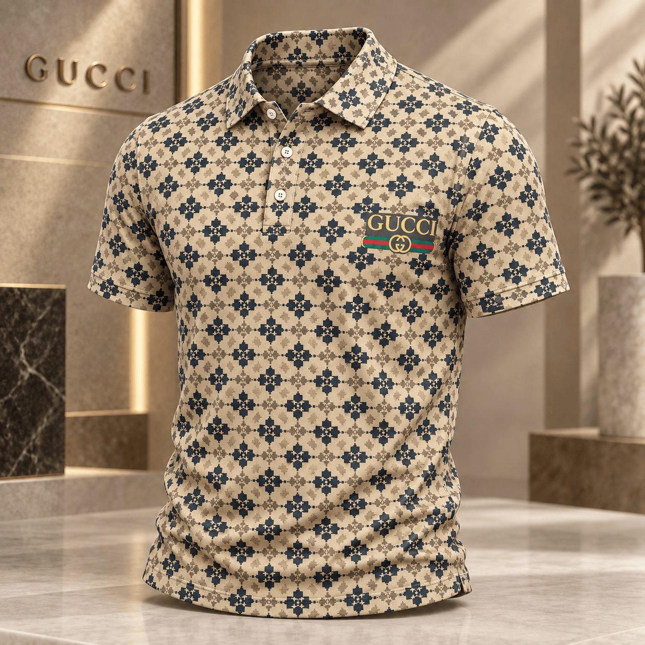 Gucci | Geometric Floral Lattice Polo Shirt Winter 2026 Drop