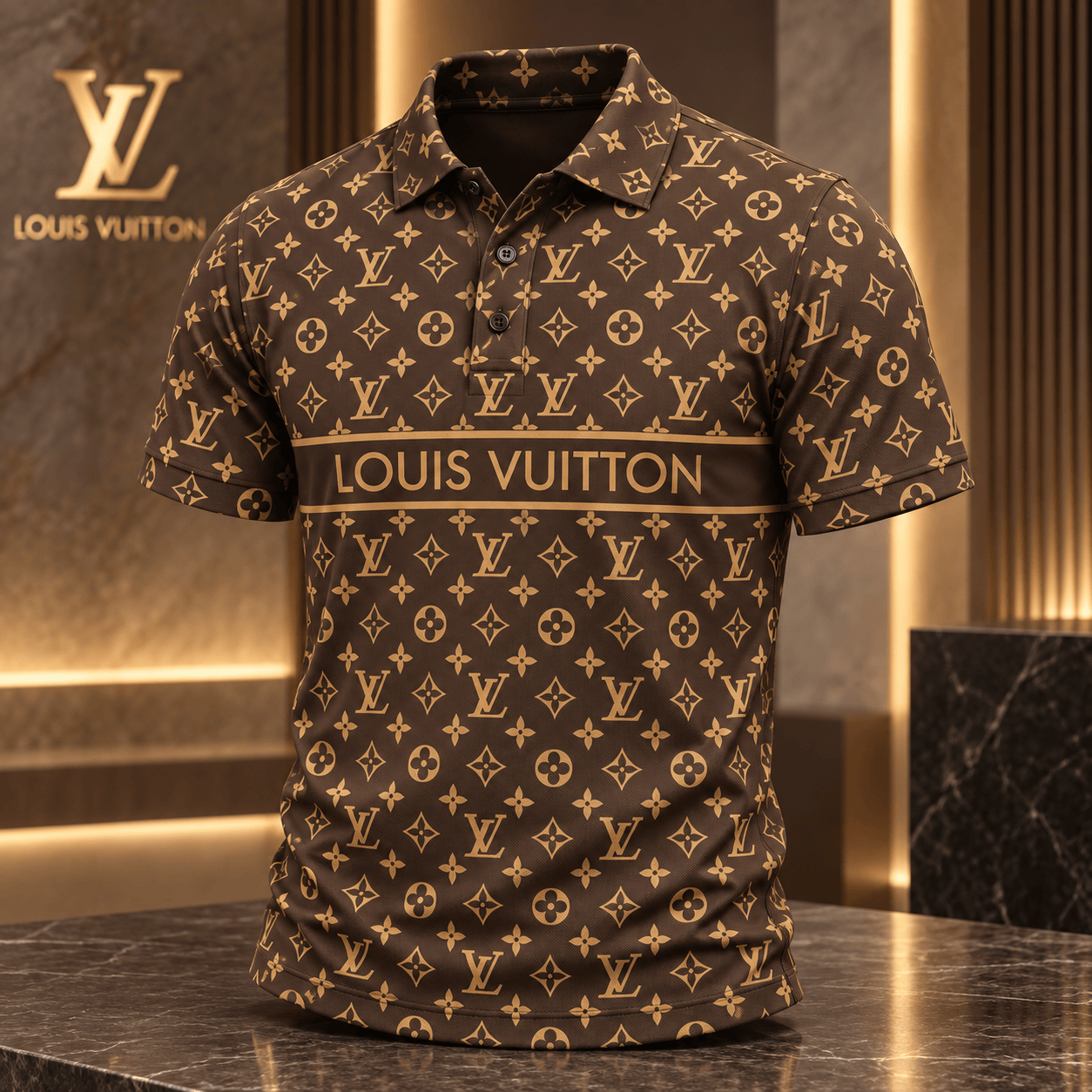 Louis Vuitton | Golden Monogram Stripe Polo Shirt Thanksgiving 2026 Collection