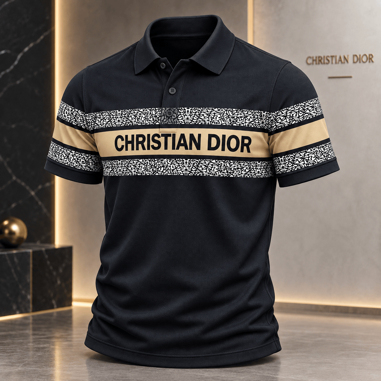 Dior | Abstract Graphic Stripe Polo Shirt Christmas 2026 Edition
