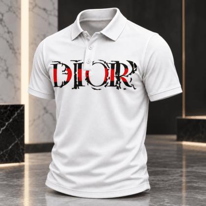 Dior | Distressed Red Stripe Graphic Polo Shirt Christmas 2026 Edition