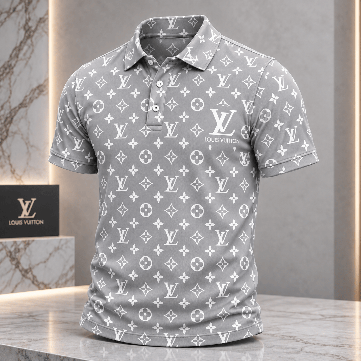 Louis Vuitton | Silver Monogram Print Polo Shirt Thanksgiving 2026 Collection